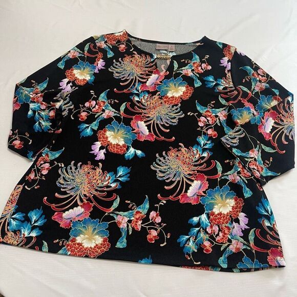 Easywear By Chico’s Floral Top Blouse Size 3 US XL - Picture 1 of 8